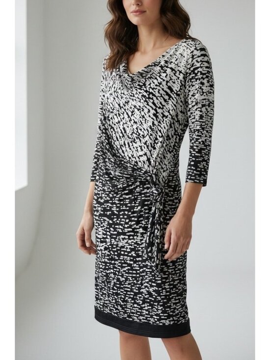 Ralph Lauren Dresses & Skirts - Lauren Ralph Lauren Black White Abstract Wrap Dress Ruched Size 14